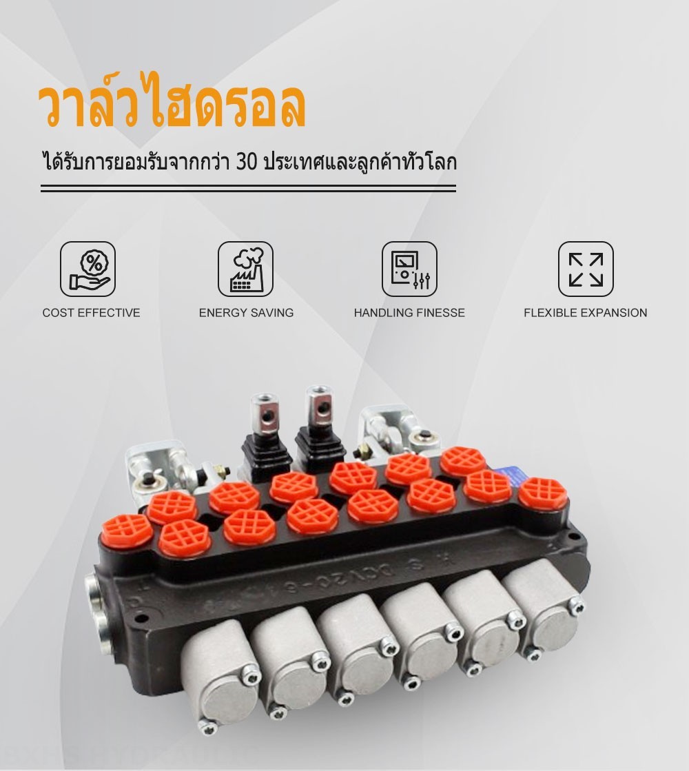 DCV20_Joystick and Manual ด้วยตนเองและจอยสติก 6 สปูล วาล์วทิศทางโมโนบล็อก